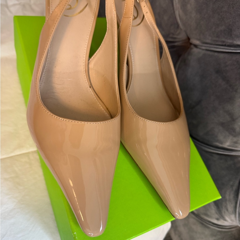 Sam Edelman Beige Patent Leather Heels